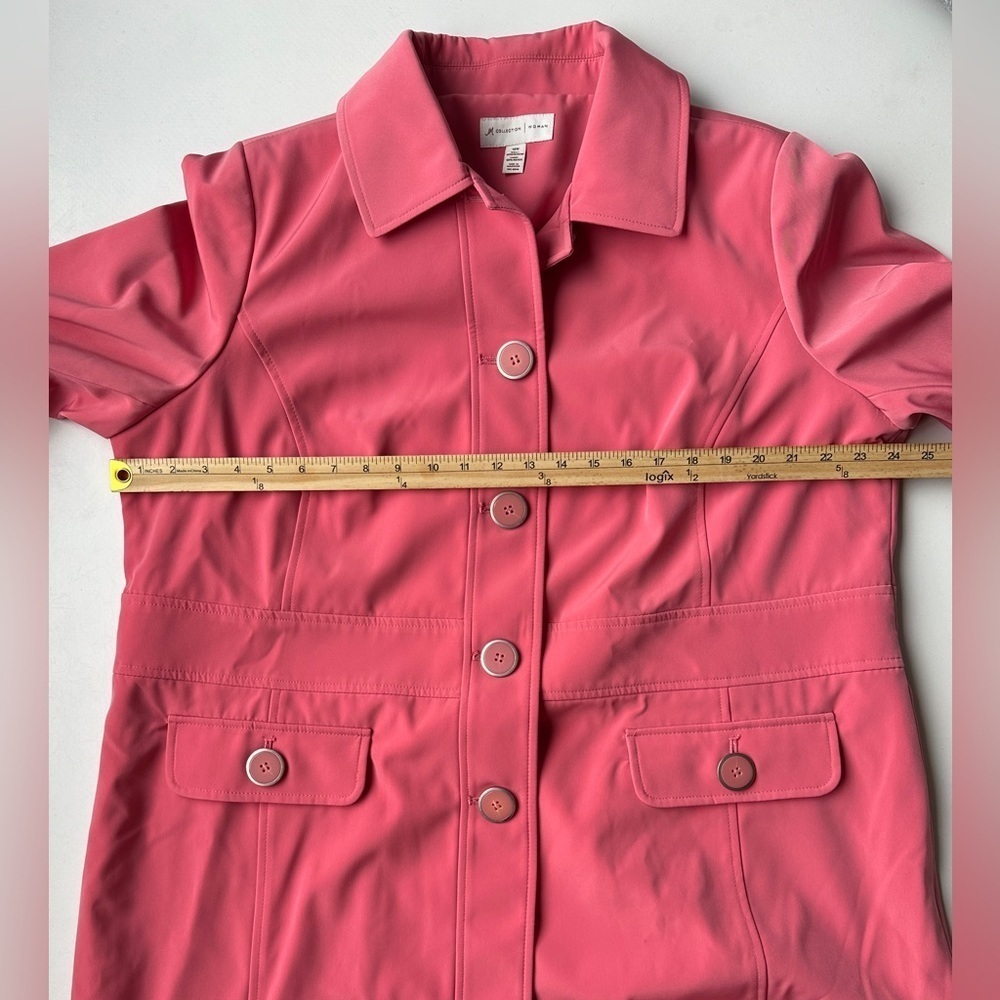 NWT JM Collection Coral Pink Long Button Lined Trench Jacket Women’s 18W $120 - Picture 6 of 9